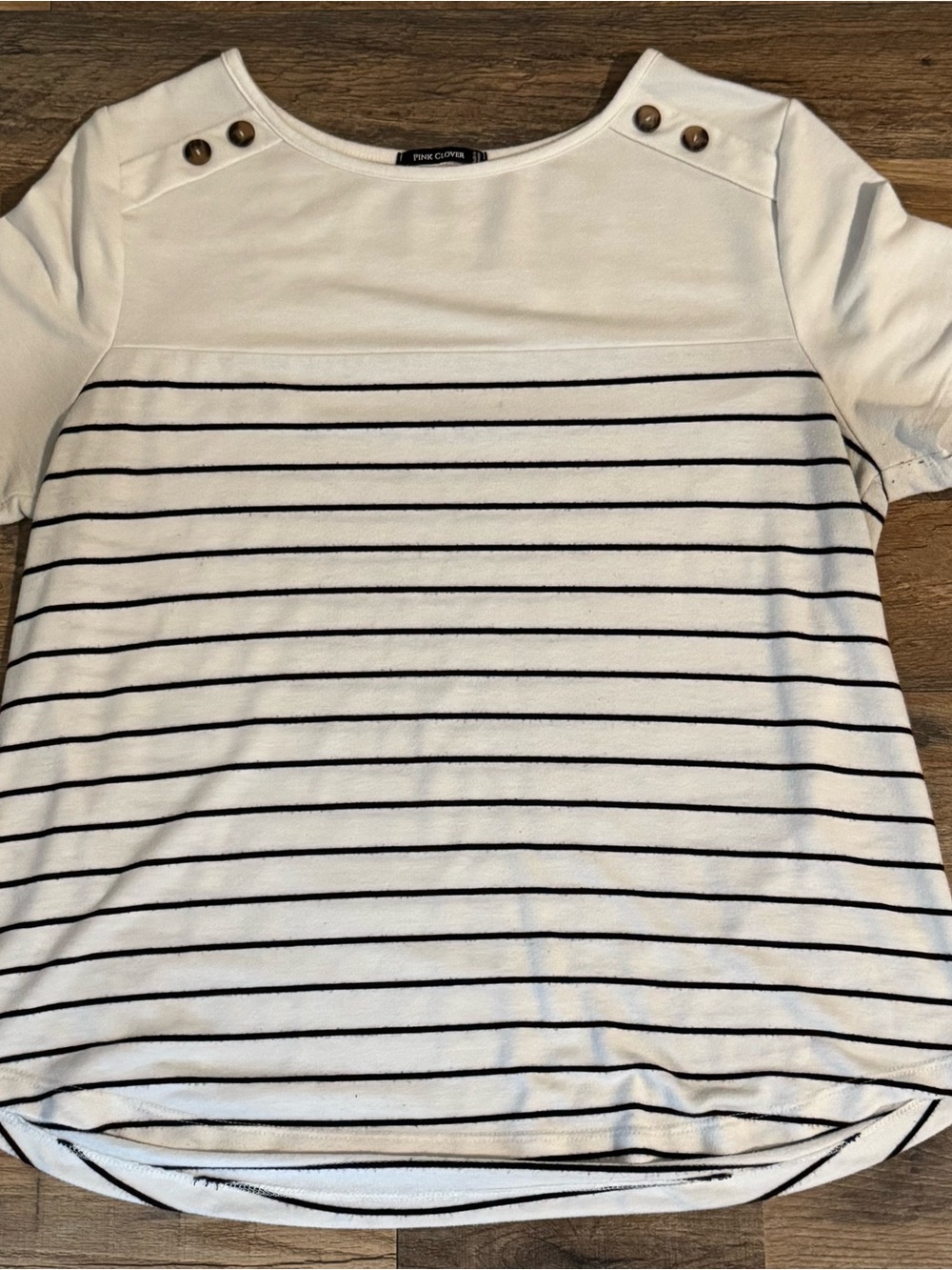 Pink Clover White Crewneck Tee with Black Label